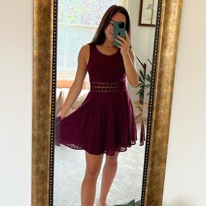 ❌SOLD❌ Free People - burgundy dress with embroidered waistline and slip